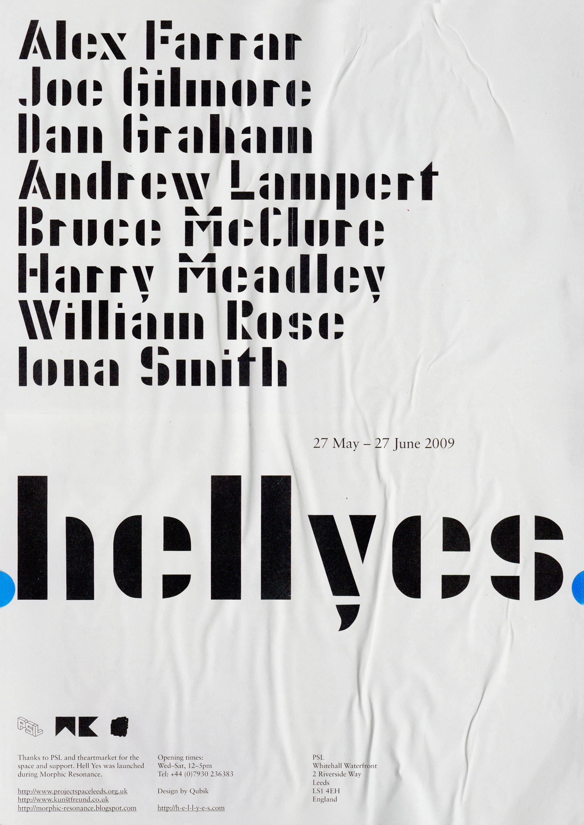 Hell Yes exhibition poster design by Joe Gilmore Joe Gilmore graphic design