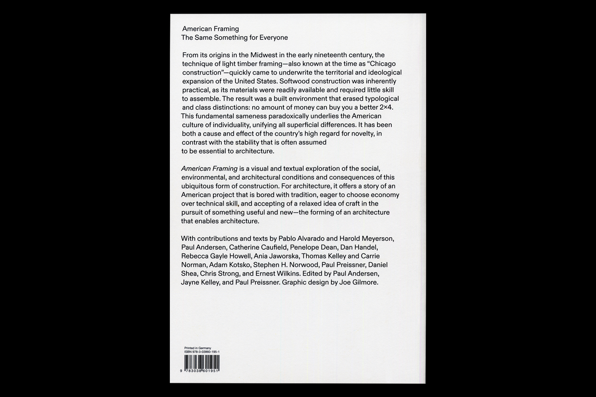 American Framing book design by Joe Gilmore for Paul Preissner, Park Books Joe Gilmore graphic design