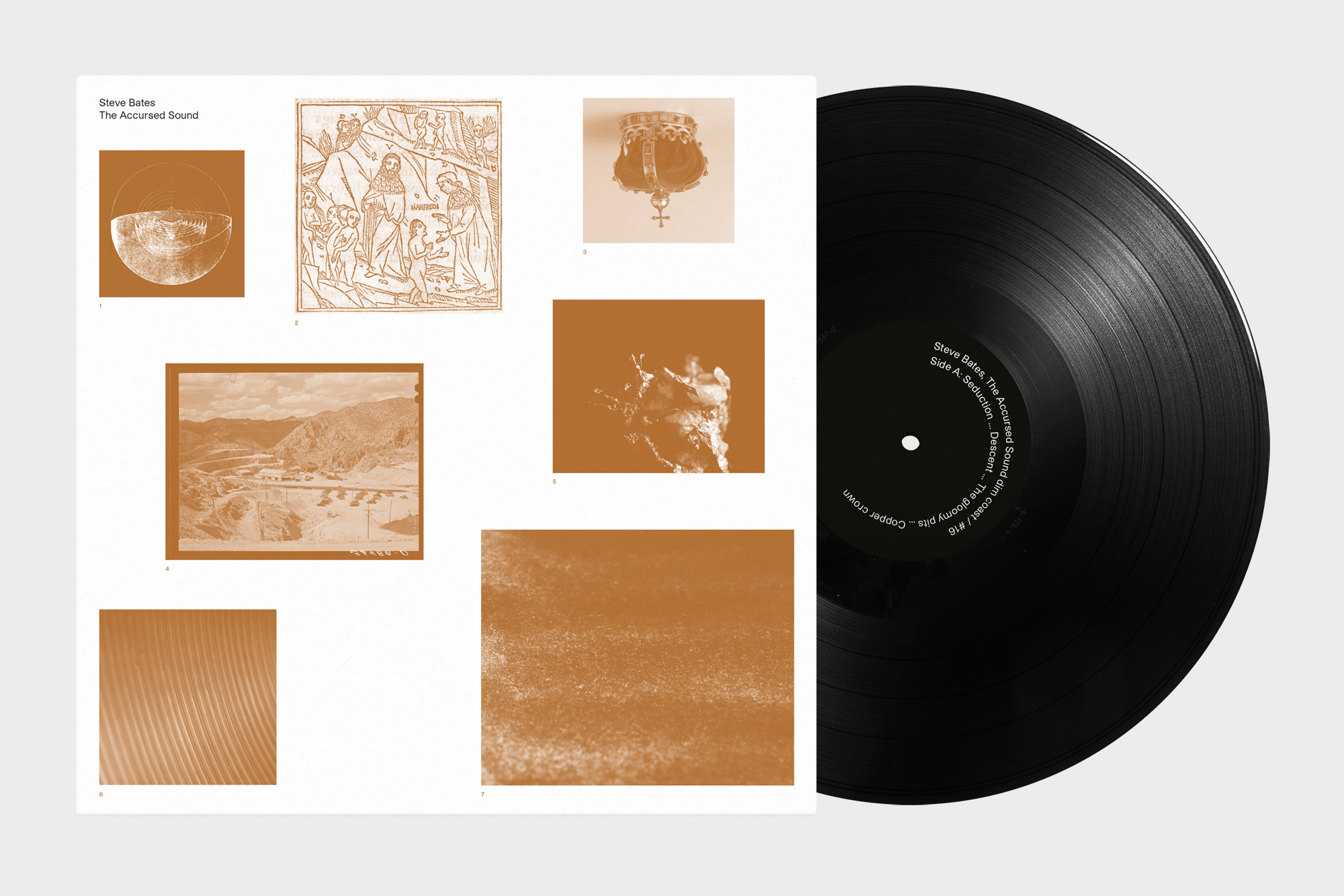 Record cover design for Steve Bates, The Accursed Sound on Dim Coast Joe Gilmore graphic design