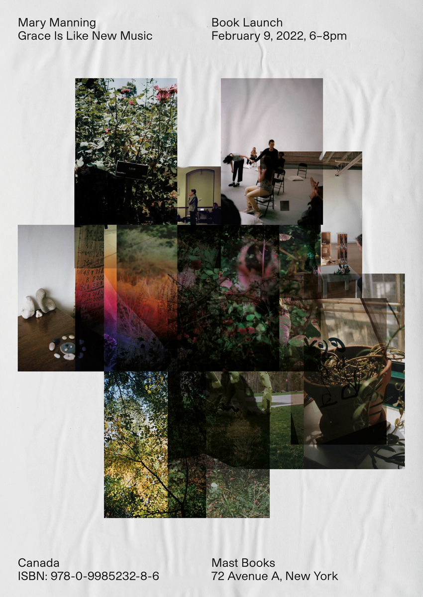 Poster design for Mary Manning's Grace is Like New Music book launch Joe Gilmore graphic design