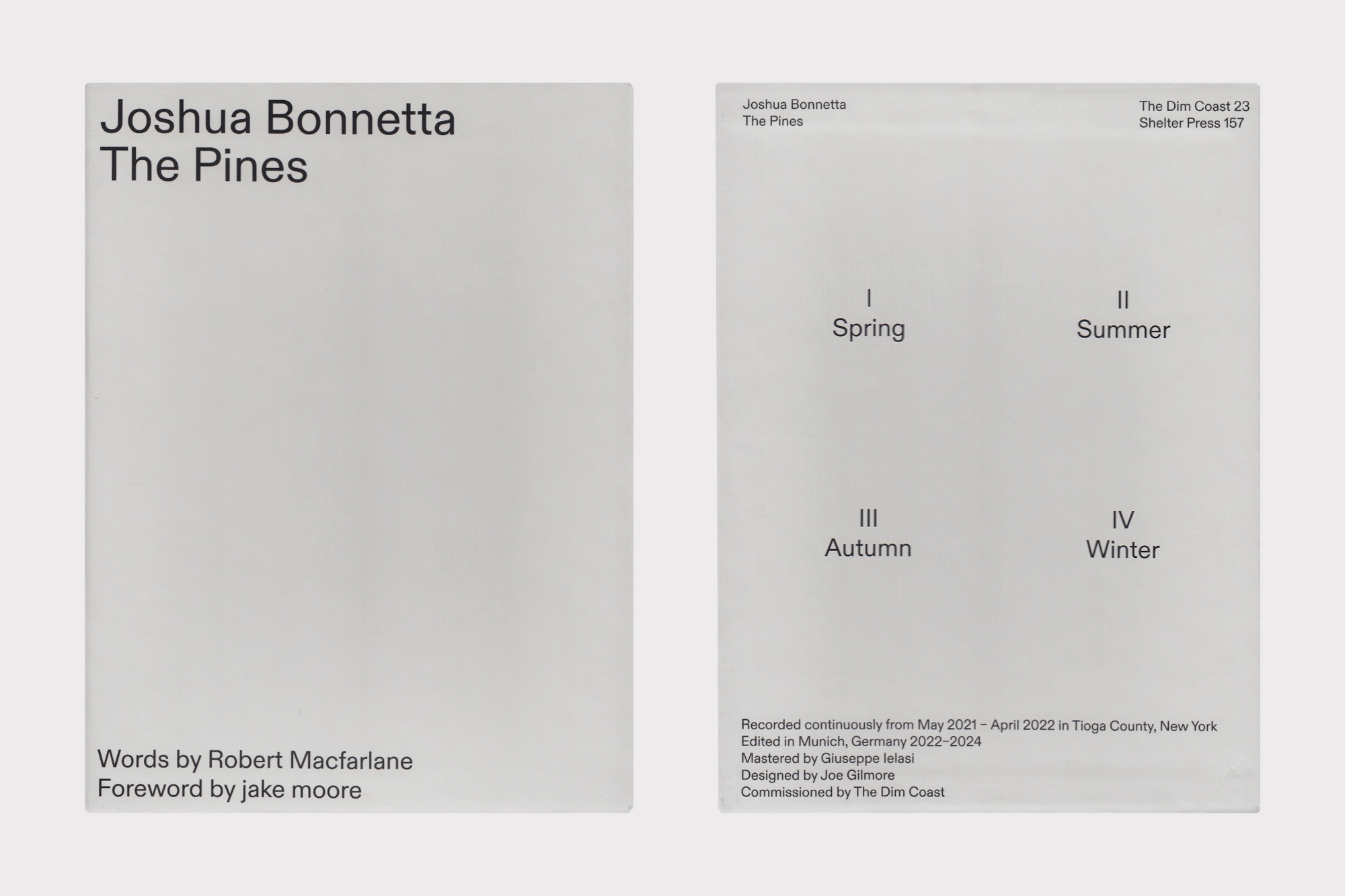 Joshua Bonnetta, The Pines CD design by Joe Gilmore for Shelter Press Joe Gilmore graphic design