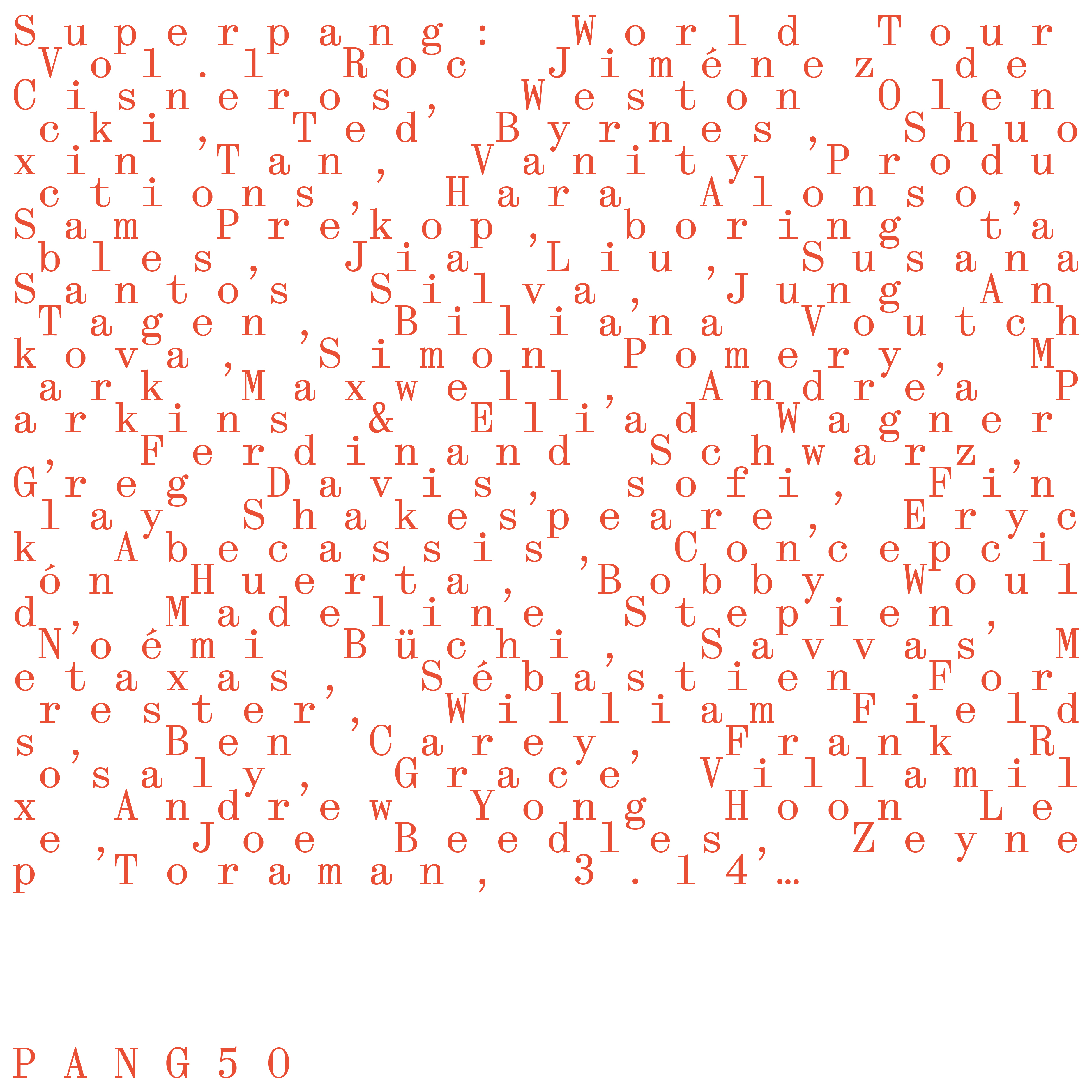 Superpang World Tour Vol. 1 album cover design by Joe Gilmore Joe Gilmore graphic design