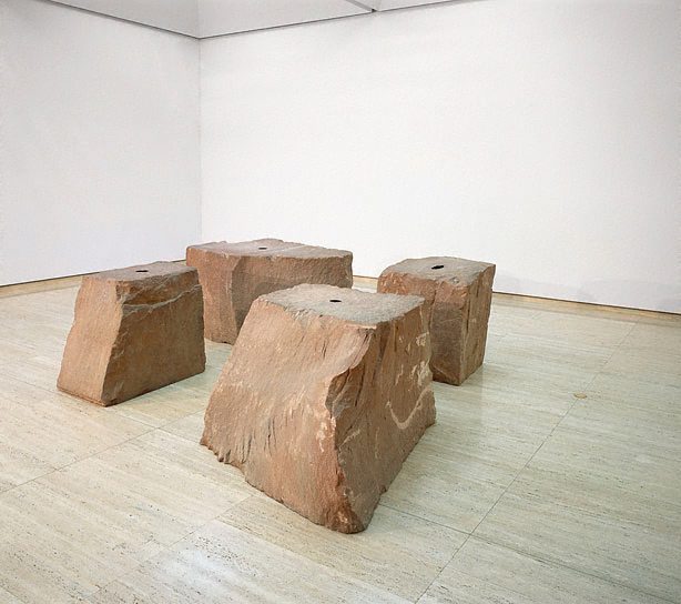 Artist : Anish Kapoor (India; England, b.1954)  Title :  Date : 1989 Medium Description: four blocks of Northumbrian sandstone and pigment Dimensions :  Credit Line : Mervyn Horton Bequest Fund 1990 Image Credit Line :  Accession Number : 215.1990.a-d